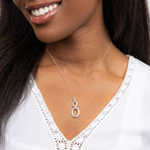 Double Oval Drop Pendant with Textured Connection Link